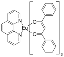 Tris(1,3-diphenyl-1,3-propanedionato)(1,10-phenanthroline)europium(III) - CAS:17904-83-5 - Eu(DBM)3(phen), Tris(dibenzoylmethane)mono(1,10-phenanthroline)europium(III), Europium(III) tris(1,3-diphenyl-1,3-propanedionato) mono(1,10-phenanthroline), Tris(di